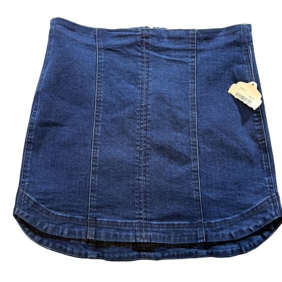 Altar'd State Dresses & Skirts - Altar'd State Dark Wash Denim Mini Skirt High Waisted Curved Hem Blue Size M New